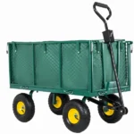3-in-1 Oversized Steel Garden Cart , 880lbs Pullable Mesh Metal Garden Cart, All-Terrain Utility Cart with Removable Liner & Side Panels & Mesh Tray for Outdoor Lawn, Patio and Landscaping, Green - Image 10