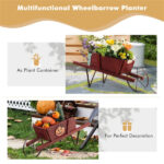 2 In 1 Wheelbarrow Planter Wooden Wagon Planter with 9 Magnetic Accessories for Garden Yard - Image 6