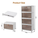 92 Qt Stackable Storage Bins with Lids and Wheels, 4 Tier Folding Storage Box with Doors, Plastic Closet Organizers and Storage Containers for Living Room, Office, Dorm (Shipment from Walmart) - Image 2
