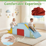 3 in 1 Toddler Soft Foam Climber with Slide, Convertible Velvet Play Set with Table & Chair, Washable Climbing Blocks - Image 11