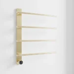 Brushed Gold Heated Towel Rack for Bathroom,Wall Mounted with Intelligent Touch Screen Timer, 4-Bar Towel Warmer, 304 Stainless Steel Polished, Plug-in/Hard-Wired[Unable ship on weekends, TK/TEMU only for pickup, only TX10643 warehouse supports GOFO] - Image 4