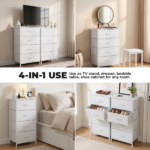 2/4-Drawer Dresser with Metal Frame & Wood Top, Fabric Storage Organizer, White - Image 5