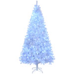 8 FT Pre-lit Artificial Christmas Tree, Hinged Xmas Pine Tree with 1500 Branch Tips, 500 Lights for Holiday Party Office Home, White - Image 2