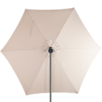 10FT Round Banana Hanging Patio Umbrella with 18 LED Lights, 6 Iron Ribs, Iron Straight & Curved Pole, Waterproof Polyester Canopy, with Stand Sleeve and Cross Base, Khaki - Image 14