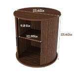 Mid Century Modern Cylinder End Table with Built-in Charging Station & Sliding Door, 2-Tier Storage Round Nightstand with USB Ports, Walnut Bedside Table for Living Room, Bedroom, Entryway - Image 11