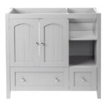 Grey MDF Lacquered Double Door & 2-Drawer Bathroom Vanity Cabinet with Decorative Molding - 91x46x82cm - Image 2