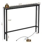 Same Code 73481563 39.4" Narrow Console Sofa Table with Power Outlets and USB Ports, Skinny Couch Table with Metal Frame and Charge Station with 4.9ft Extension Cord, Black - Image 8