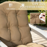 2-Pack Khaki Tufted High Back Chair Cushions Set Non-Slip Patio Furniture Pad for Outdoor Living Space Only seat cushion - Image 7