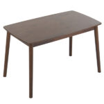Rubber wood soft bag deep walnut dining table and chair set 1 table 4 chairs beige cushion rectangular - Image 16