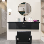 Classic Salon Wall Mount Styling Station Beauty Salon Spa Locking Cabinet Black - Image 27