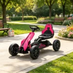 Pink Kids Pedal Go Kart, Adjustable Seat, Durable Swing Axle, Safe Outdoor Ride-On Toy - Image 6