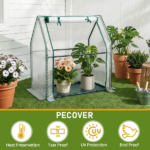 Mini Greenhouse with PE Cover, Indoor Outdoor Plant Gardening Green House for Garden Backyard, 36*18*33in, White - Image 11