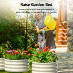2 Pcs 2×2×1ft Raised Garden Bed, Round Galvanized Outdoor Planter Box, Metal Garden Bed for Planting Vegetables Fruits Flowers, White - Image 13