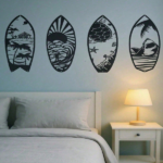 CIFbuy 4 Piece Metal Surfboard Wall Art Coastal Beach House Decor Modern Sculpture for Living Room Bedroom Kitchen Gift TikTok, temu pick-up service - Image 4