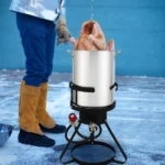 13*32inch Four-Piece Set, Black Round Iron Stove Frame, Silver Aluminum 30qt Turkey Pot 10qt Fish Pot, Gas Fryer - Image 46