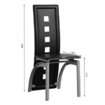 Same Code 02878244 5 Pieces Dining Table Set for 4, Kitchen Room Tempered Glass Dining Table, 4 Chairs, Black Table legs are silvery - Image 32