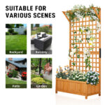 Garden Bed with Trellis, 72 Inch Height Metal Planter Box with Trellis - Image 4