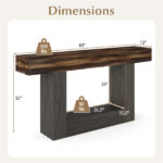 63" Long Narrow Entryway Table with Anti-Tip Safety, Farmhouse Sofa Console Table with 2-Tier Storage for Living Room Hallway Foyer - Image 4