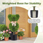 2 Pack Cute Bear Topiary Trees with Cement Weighted Pots Lifelike Green Faux Boxwood Decor for Indoor Outdoor - Image 8