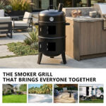 43 x 52 x 85 cm — Black Cylindrical Smoker with Chimney — Powder-Coated Iron - Image 7