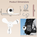2-in-1 Camping Fan with LED Lantern Remote Control, 4 Wind Speeds 3 Light Brightness Timer Function 7200mAh Rechargeable Hanging Tent Fan - Image 11