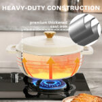 Cast iron 5QT cooking pot - ceramic white - comes with two silicone gloves - Enamel pot - Image 9