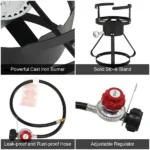 13*32inch Four-Piece Set, Black Round Iron Stove Frame, Silver Aluminum 30qt Turkey Pot 10qt Fish Pot, Gas Fryer - Image 58