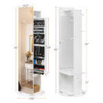 Jewelry Armoire with Full Length Mirror 360° and Large Capacity Jewelry Organizer Armoire, Mirror with Jewelry Storage, Coat Rack Multi Storage Shelves - Image 16