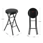 Vinyl Padded Folding Counter Stool, Black (Set of 2) - Image 2
