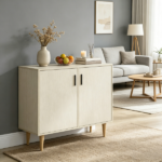 Natural Wood Sideboard Buffet Cabinet with Double Doors Adjustable Shelves And Wood Legs for Kitchen Living Room - Image 8