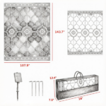 Reversible LED Light Outdoor Rug Carpet 12'x9' PP Straw Material with Carry Bag And Ground Stakes for Garden Patio Decor - Image 3