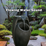 Backyard Water Fountain – 21.5” Tall Floor Standing Fountain, Indoor/Outdoor Modern Two-Tier Waterfall for Garden, Patio, or Yard Décor - Image 5