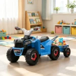 Blue 6V Toddler Electric Vehicle – with Toy-Carrying Back Trailer, Gentle Forward & Backward, Durable Wear-Resistant Wheels 18-36 Months - Image 3