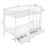 Same Code 71558202 Twin Over Twin Convertible Bunk Bed with 2 Storage Drawers, Metal Bunk Bed Can be Divided Into Two Daybeds, White - Image 2