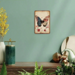 CIFbuy 1pc Vintage American Flag Butterfly Metal Wall Art, Rustic Iron Tin Sign With Floral Accents, Accents, Patriotic Farmhouse Home Decor 8x1 BuikTok, BuikTok, Accents Self-, ckup Logiop8x1 - Image 4