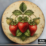 CIFbuy 1pc Vintage Fresh Strawberry 2D Flat Round Sign 8x8in, "x8in" Retro Fruit, Plaque Decor for Kitchen Cafe Restaurant Wall Art TikTok, kTok, temu Self-pickup Logi Aics - Image 2