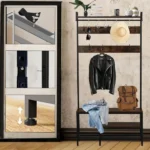 Coat Rack with Shoe Storage, Hall Tree with Bench, 5 in 1 Shoe and Coat Rack for Entryway, with 9 Hooks, A Hanging Rod, 35.5x12x70.8in - Image 3