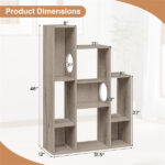 Cat Bookshelf Cabinet (Gray Oak), 8 Organized Storage Sections & Multiple Climbing Platforms - Image 3