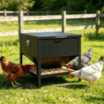 Heavy Duty Stainless Steel Chicken Feed Hopper with Lift Top Cover, Raised Legs Spill-Proof Poultry Feeding Box for Backyard Flock Low Refill Frequency - Image 10