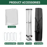 3 x 3m Two Doors & Two Windows Practical Waterproof Right-Angle Folding Tent White - Image 17