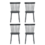Windsor Dining Chairs Set of 4,Wood Farmhouse Spindle Back, Widen Seat, Mid-Century Modern French Country Style, for Living Room Restaurant, Black