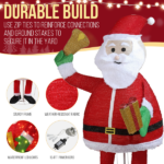 6FT Lighted Santa Claus Holding Bell Christmas Yard Decorations, Pre-lit Pull Up Santa with 200 Warm White LEDs, for Xmas Outdoor Holiday Indoor Decor Lighted Holiday Displays - Image 11
