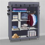 69" High-leg Non-woven Fabric Assembled Cloth Wardrobe Gray - Image 9