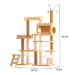 66.9" Modern Cat Tower, Wood Cat Tree Tower for Indoor Cats, Cat Treewith Sisal-Covered Scratching Posts and Top Perch, Cat Condo with Acrylic Hammock for Multi-Cat Households - Image 3