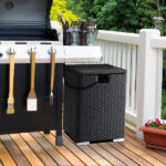 40*40*57cm Iron Frame Gas Bottle Storage Rattan Side Table Black Gradient - Image 6