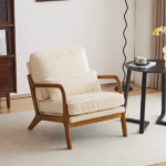 Low Arm Accent Chair - Off-White Corduroy Upholstered Indoor Lounge Chair, Compact Single Seater with Sturdy Frame (330LBS Weight Capacity) - Image 33
