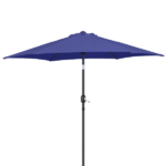 9ft Patio Umbrella, Outdoor Market Umbrella with Push Button Tilt, Crank Handle, 6 Sturdy Iron Ribs, UPF 50+ Waterproof Polyester Canopy, KD Design for Garden, Deck, Backyard, Poolside, Navy Blue - Image 3