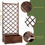 Wood Planter Raised Garden Bed with Trellis, 67 Inch Height Outdoor Garden Flower Standing Planter Box Lattice Panels with Planter for Patio Porch with Drainage Holes, Brown - Image 9
