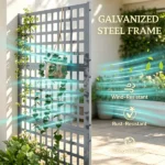 Gray 43" x 16" x 70" Galvanized Planter Box – Raised Garden Bed with Trellis for Vines & Climbing Veggies(Only one garden bed) - Image 4