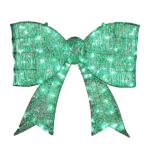Pre-lit Outdoor Giant Bowknot Christmas Decoration, Lighted Metal Frame with 124 Green LED Lights, for Front Door Gate Wall Indoor Outdoor Holiday Party, Green
